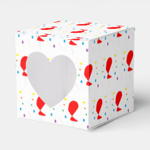 Red balloons with colourful confetti pattern favour box