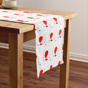 Red balloons with colourful confetti pattern medium table runner
