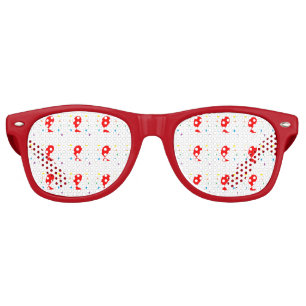 Red balloons with colourful confetti pattern retro sunglasses