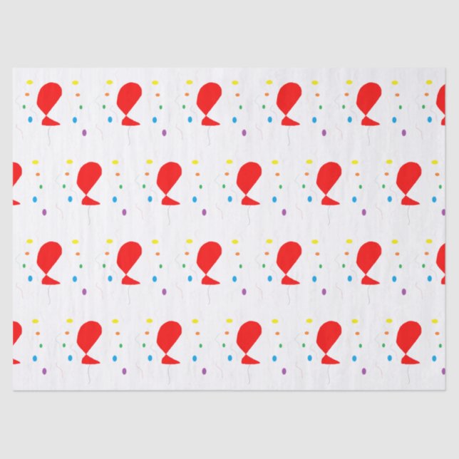 Red balloons with colourful confetti pattern tissue paper (Front)