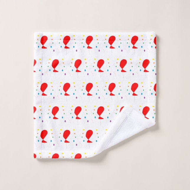 Red balloons with colourful confetti pattern wash cloth (Wash Cloth)