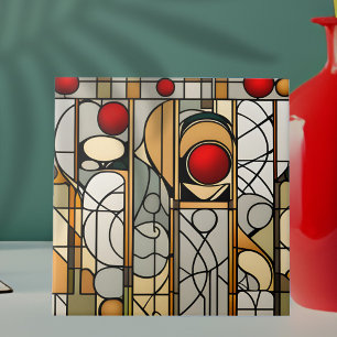 Red Balls Art Deco Art Nouveau Ceramic Tile
