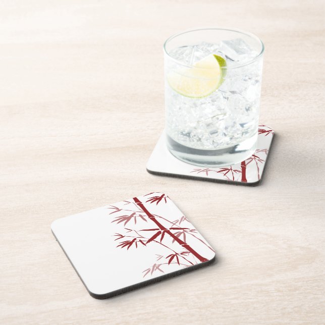 Red Bamboo Cork Coasters (Right Side)