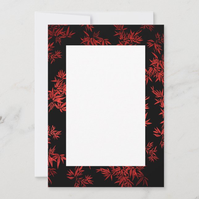 Red Bamboo Leaves Border Invitation (Front)