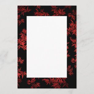 Red Bamboo Leaves Border Invitation