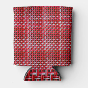 Red Bamboo Wicker Rattan Texture Can Cooler