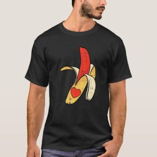 Red Banana Heart Valentines Day Cool Tropical Frui T-Shirt
