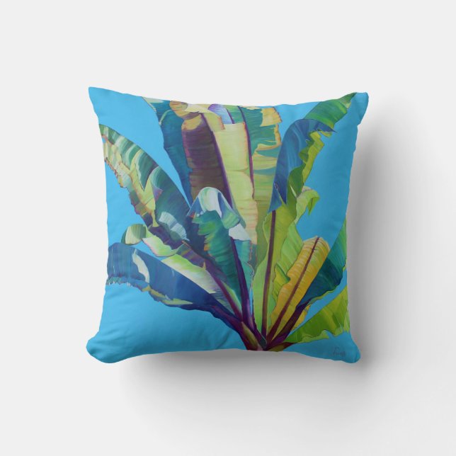 Red Banana Tree Pillow by Bruce Tunis (Front)