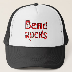 Red Band Rocks in Red Trucker Hat