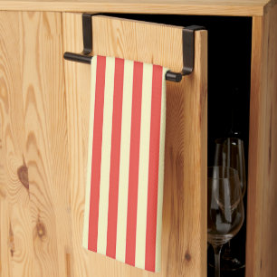 Red Band Stripe Kitchen Chef Tea Towel