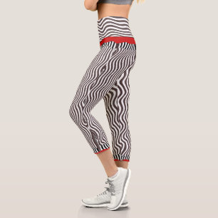Red Band Zebra Print  Capri Leggings