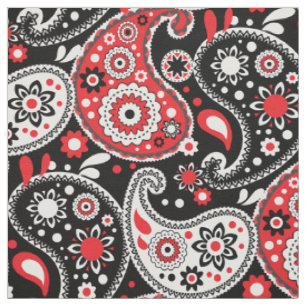Red Bandana Country Western Farm Paisley Fabric