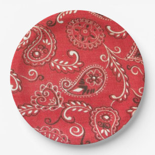 Red Bandana Paper Plate