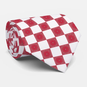 Red Bandanna and White Block Print Tie