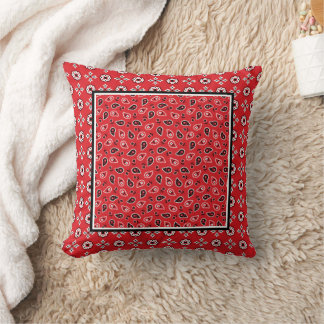 Red Bandanna Boho Prints Cushion