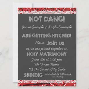 Red Bandanna Chalkboard Country Wedding Invitation