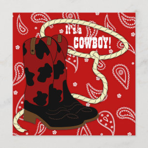 Red Bandanna Cowboy Baby Shower Invitation