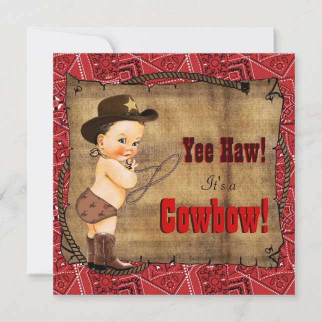 Red Bandanna Cowboy Baby Shower Invitation (Front)