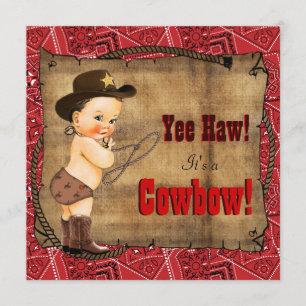 Red Bandanna Cowboy Baby Shower Invitation