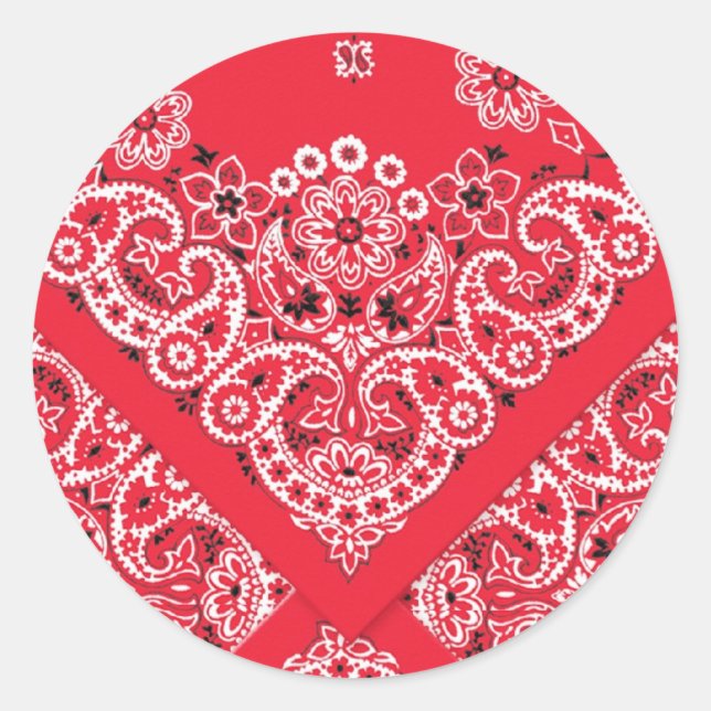 Red Bandanna Design Classic Round Sticker (Front)