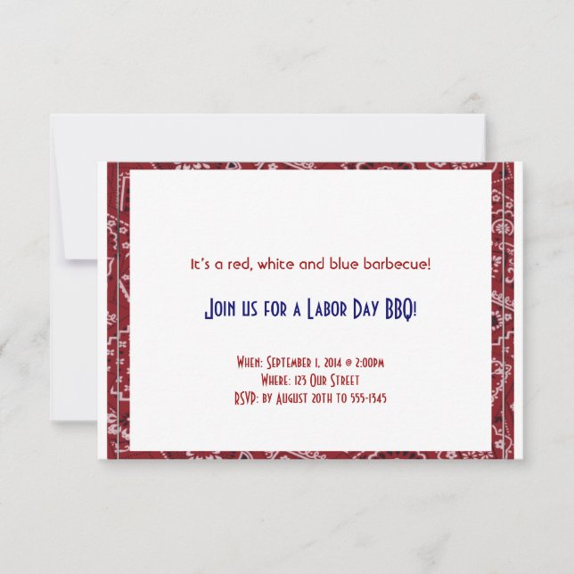 Red Bandanna Frame Labour Day Invitation (Front)
