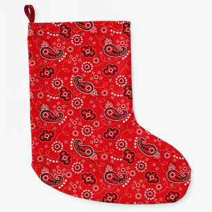 Red Bandanna Heart Modern Cowboy Love Fun Large Christmas Stocking