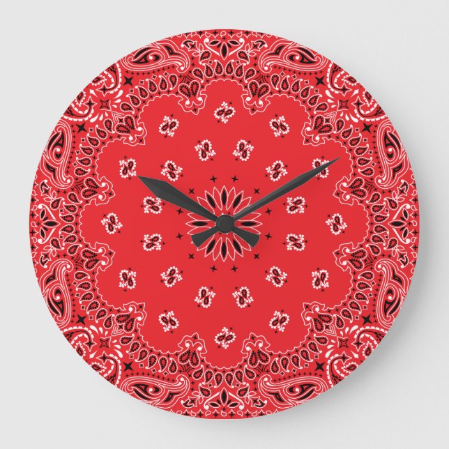 Red Bandanna Large Clock (Front)