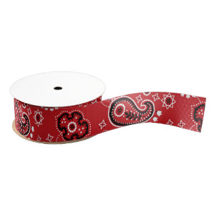Red Bandanna Modern Cowboy Western Rodeo Outdoors Grosgrain Ribbon