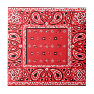 Red bandanna paisley bandanas country rap hip hop  ceramic tile