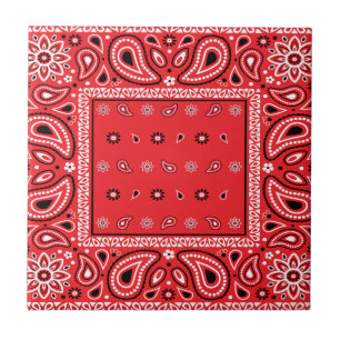 Red bandanna paisley bandanas country rap hip hop  ceramic tile