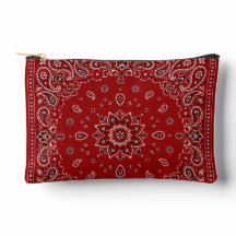 Red Bandanna Paisley Zipper Accessory Pouch