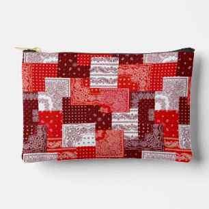 Red Bandanna Patchwork Paisley Sewing Pattern Accessory Pouch