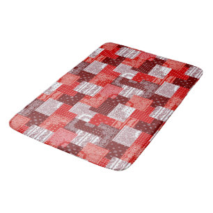 Red Bandanna Patchwork Paisley Sewing Pattern Bath Mat