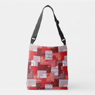 Red Bandanna Patchwork Paisley Sewing Pattern Crossbody Bag