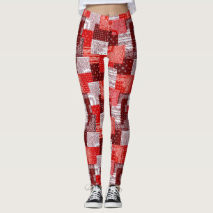 Red Bandanna Patchwork Paisley Sewing Pattern Leggings