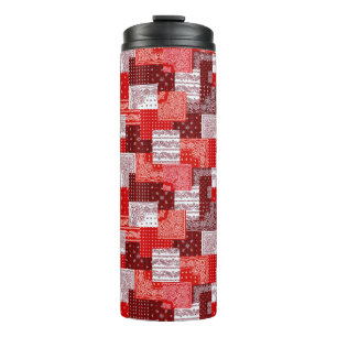 Red Bandanna Patchwork Paisley Sewing Pattern Thermal Tumbler