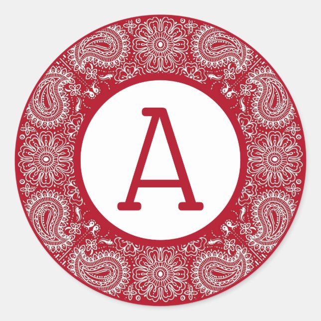 Red Bandanna Personalise Classic Round Sticker (Front)