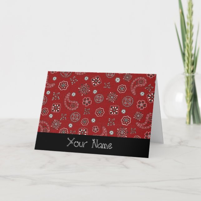 Red Bandanna Personalised Greeting Card (Front)