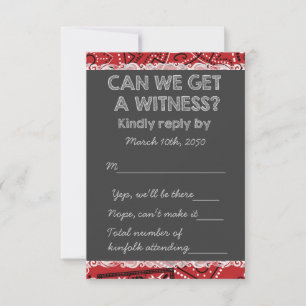Red Bandanna Rustic Chalkboard Country Wedding RSV RSVP Card