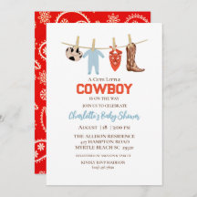 Red Bandanna Western Cowboy Birthday Invitation