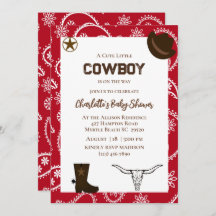 Red Bandanna Western Cowboy Birthday Invitation