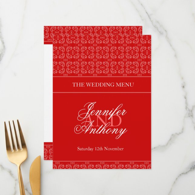 Red banded wedding dinner menu (Front/Back In Situ)