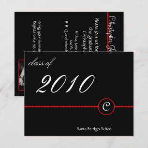 Red Bar Monogram Photo Invitation