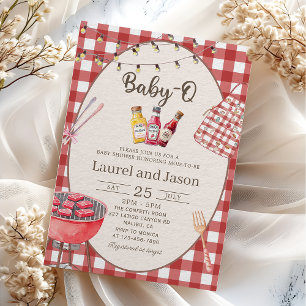 Red Barbecue Baby-Q Baby Shower Invitation