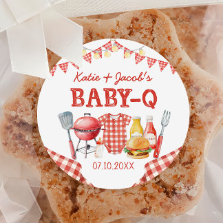 Red Barbecue Baby-Q Baby Shower Sticker