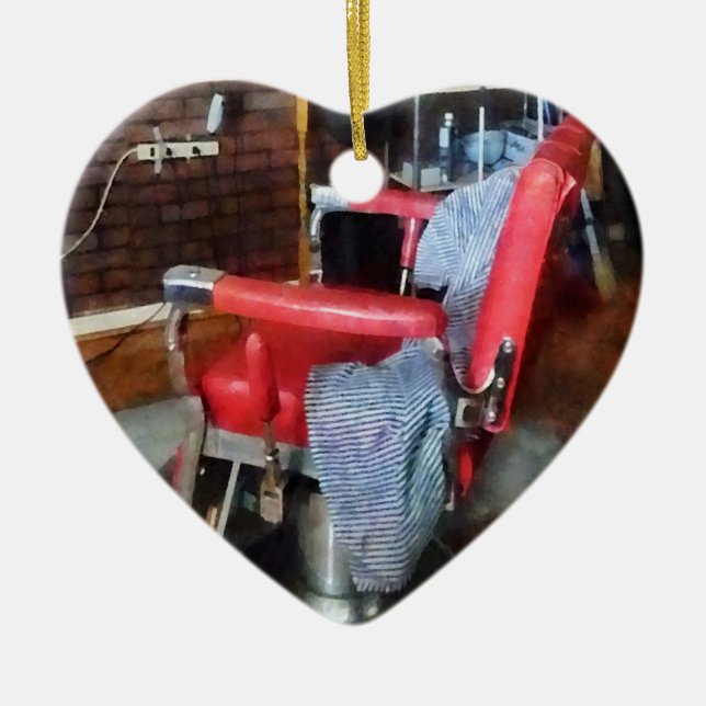 Red Barber Chair Ceramic Tree Decoration (Front)