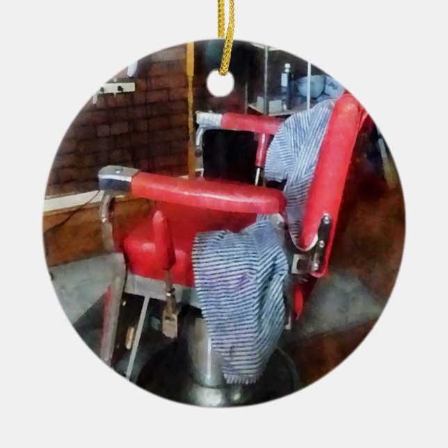 Red Barber Chair Ceramic Tree Decoration (Front)