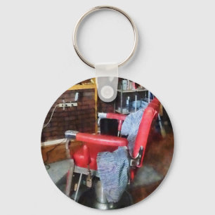 Red Barber Chair Key Ring