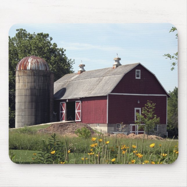 Red Barn and Silo Mouse Pad (Front)