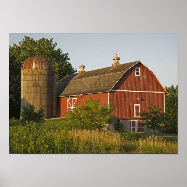 Red Barn and Silo Poster (Front)